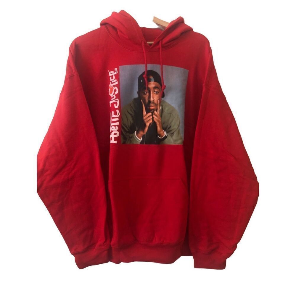 Tupac Poetic Justice Hoodie Pullover Sweater Red Men's Size Large
